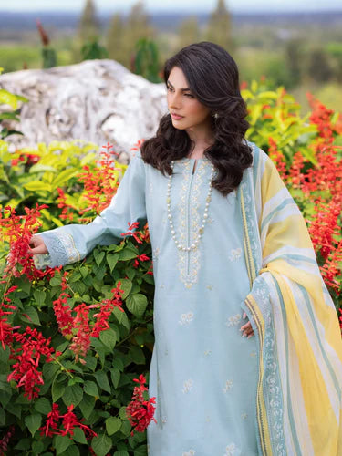 Unstitched Mist Green Embroidered DHANAK 3 Piece