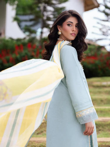 Unstitched Mist Green Embroidered DHANAK 3 Piece