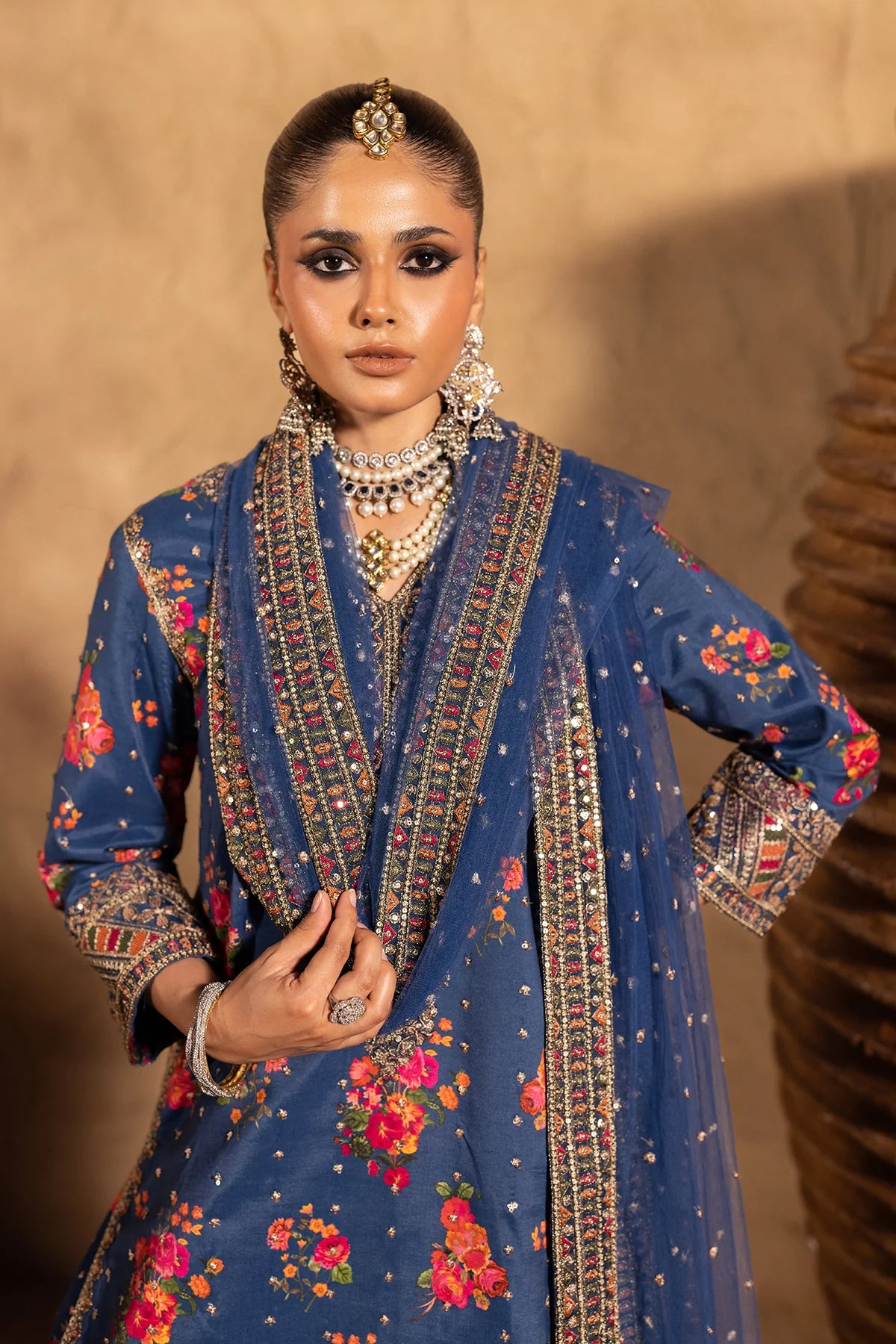3-PC Embroidered Raw-Silk Suit