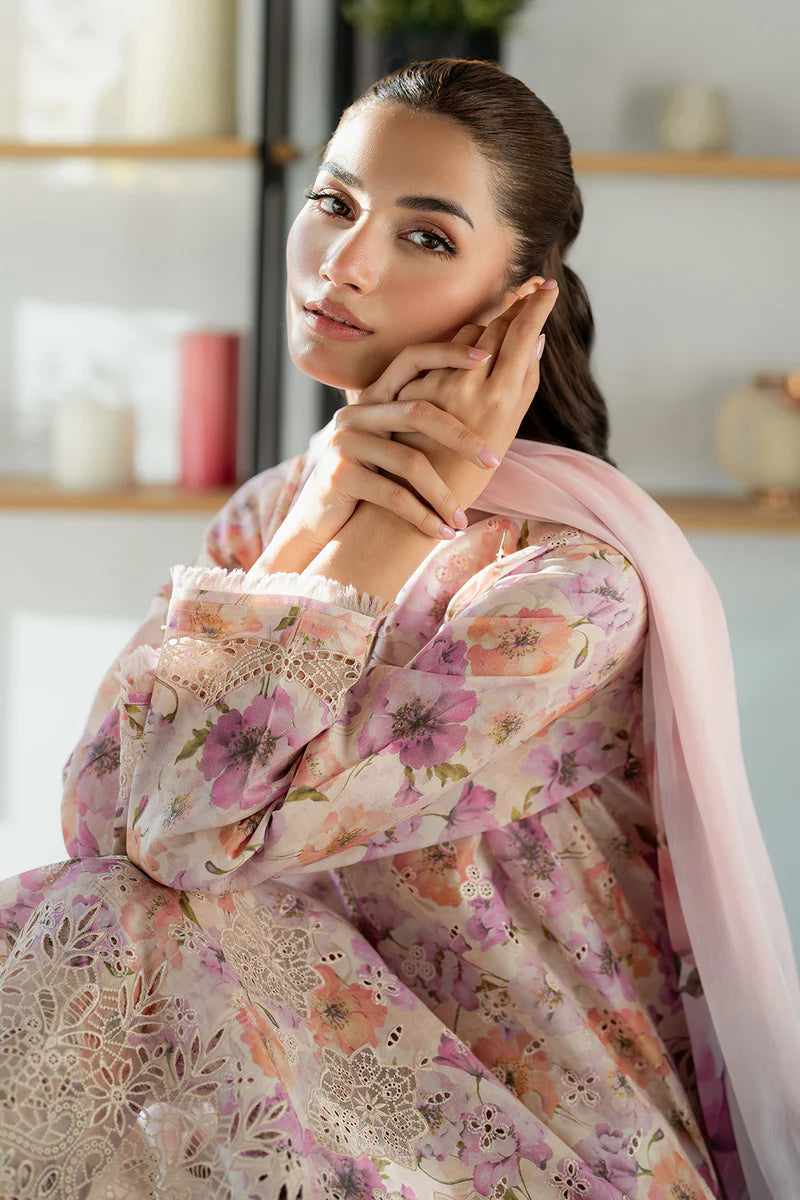 EMBROIDERED PRINTED LAWN UF-4099