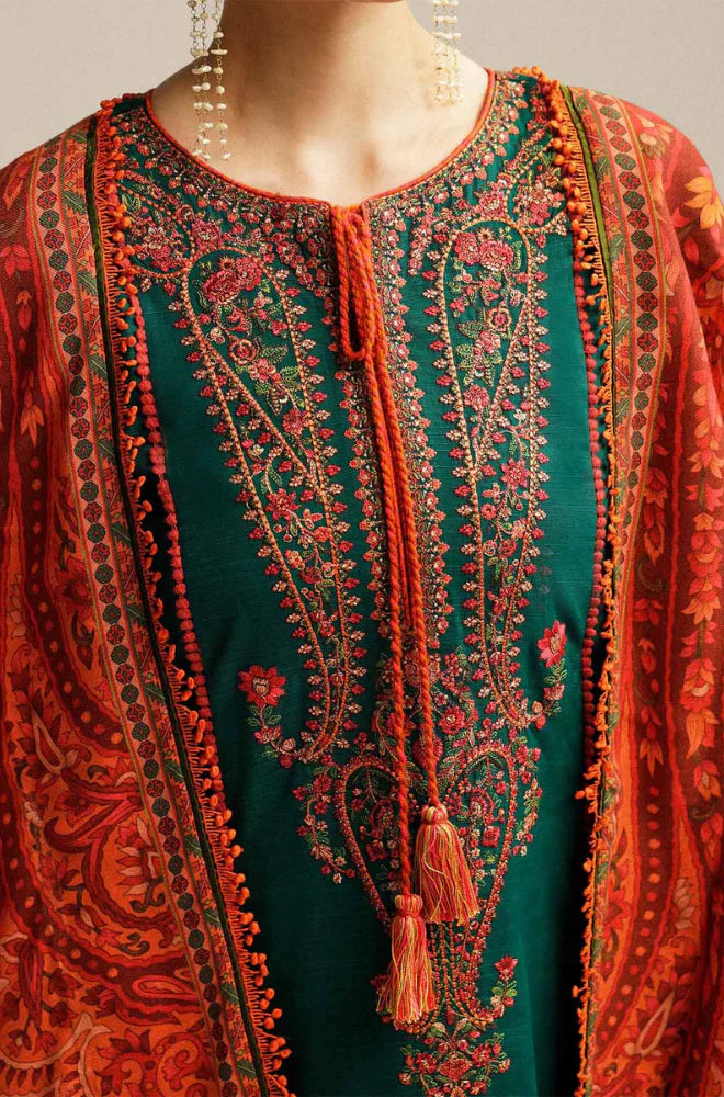 Hussain Rehar - 3PC Dhanak Embroidered Suit - BFB0249