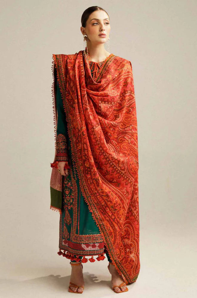 Hussain Rehar - 3PC Dhanak Embroidered Suit - BFB0249