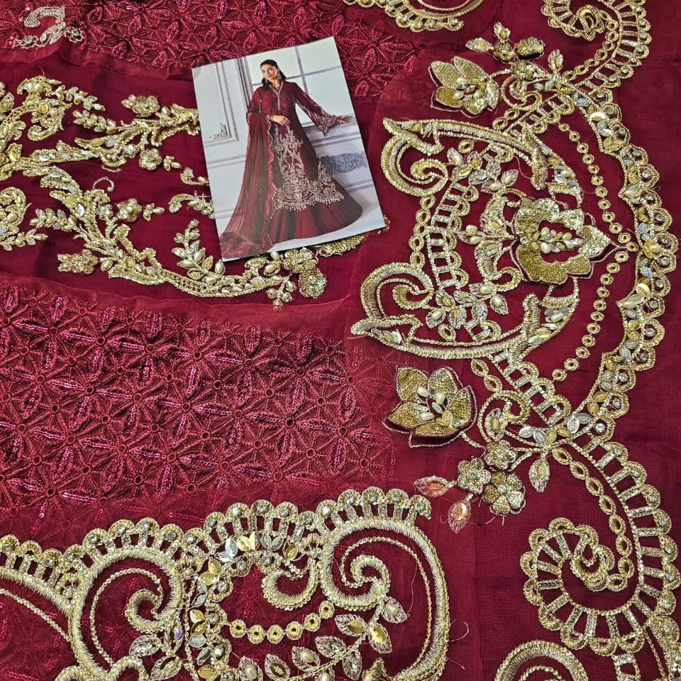 Maria B 3 PIECE UNSTITCHED EMBROIDERED Luxury Chiffon
