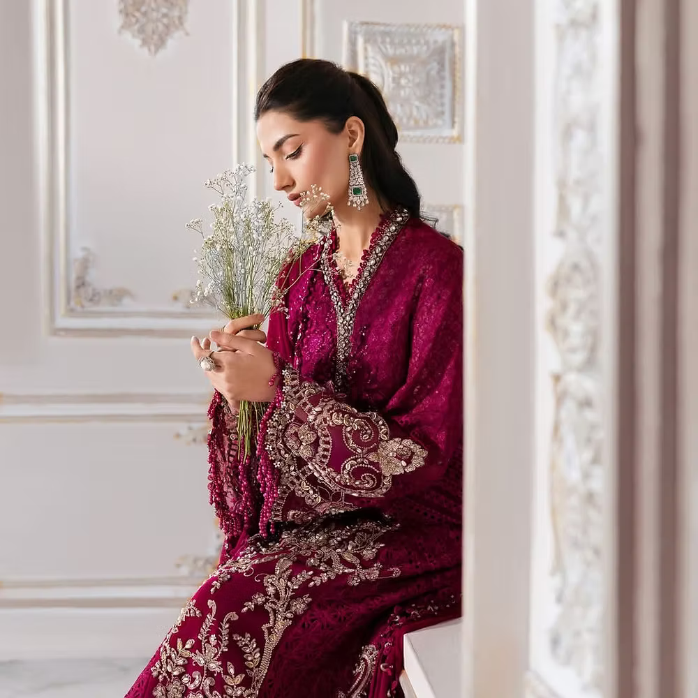 Maria B 3 PIECE UNSTITCHED EMBROIDERED Luxury Chiffon