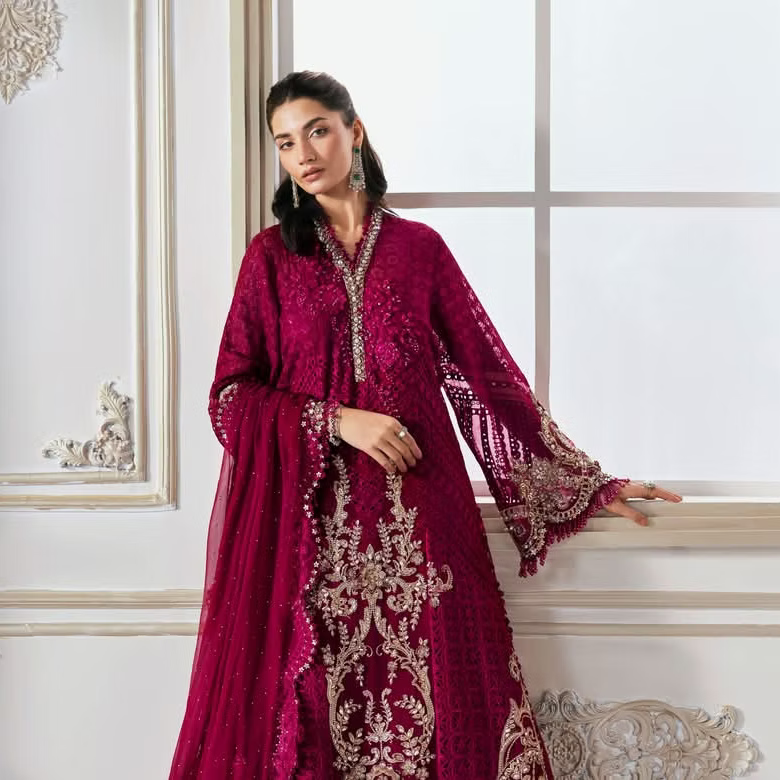 Maria B 3 PIECE UNSTITCHED EMBROIDERED Luxury Chiffon