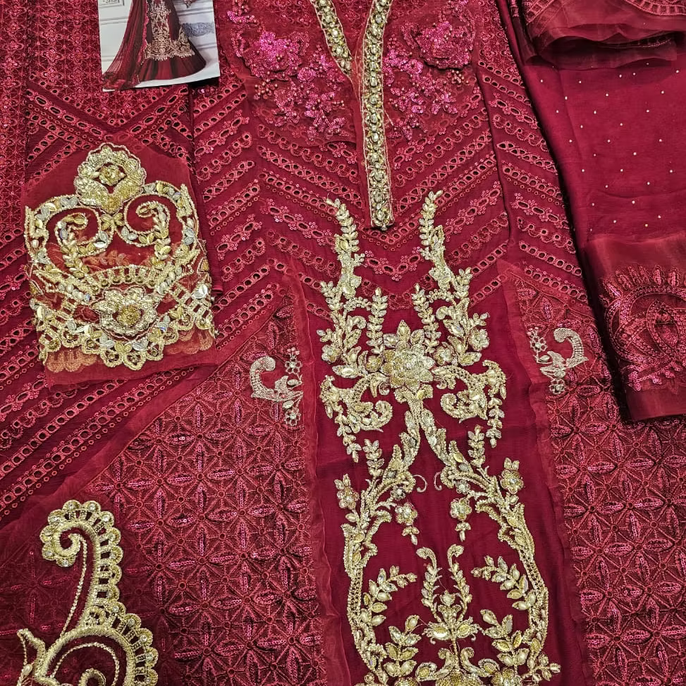 Maria B 3 PIECE UNSTITCHED EMBROIDERED Luxury Chiffon