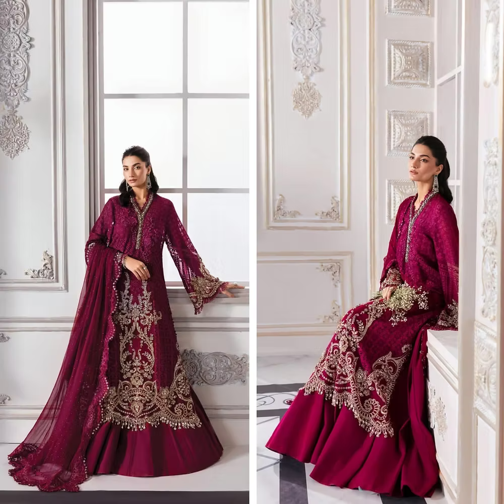 Maria B 3 PIECE UNSTITCHED EMBROIDERED Luxury Chiffon
