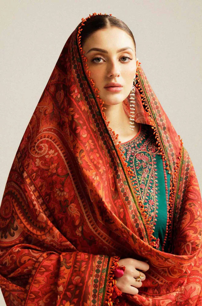 Hussain Rehar - 3PC Dhanak Embroidered Suit - BFB0249