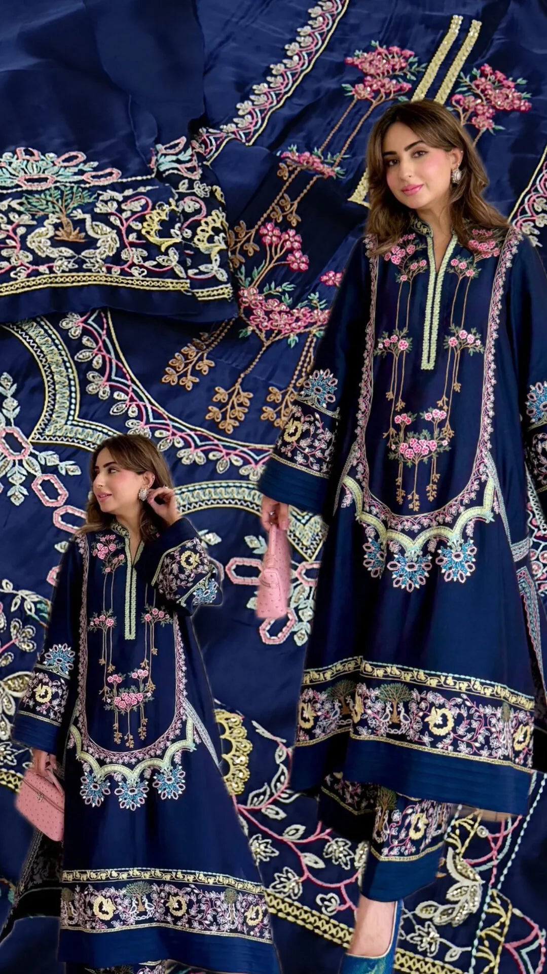 Akhansha 2pc Royal Blue Silk Unstitched
