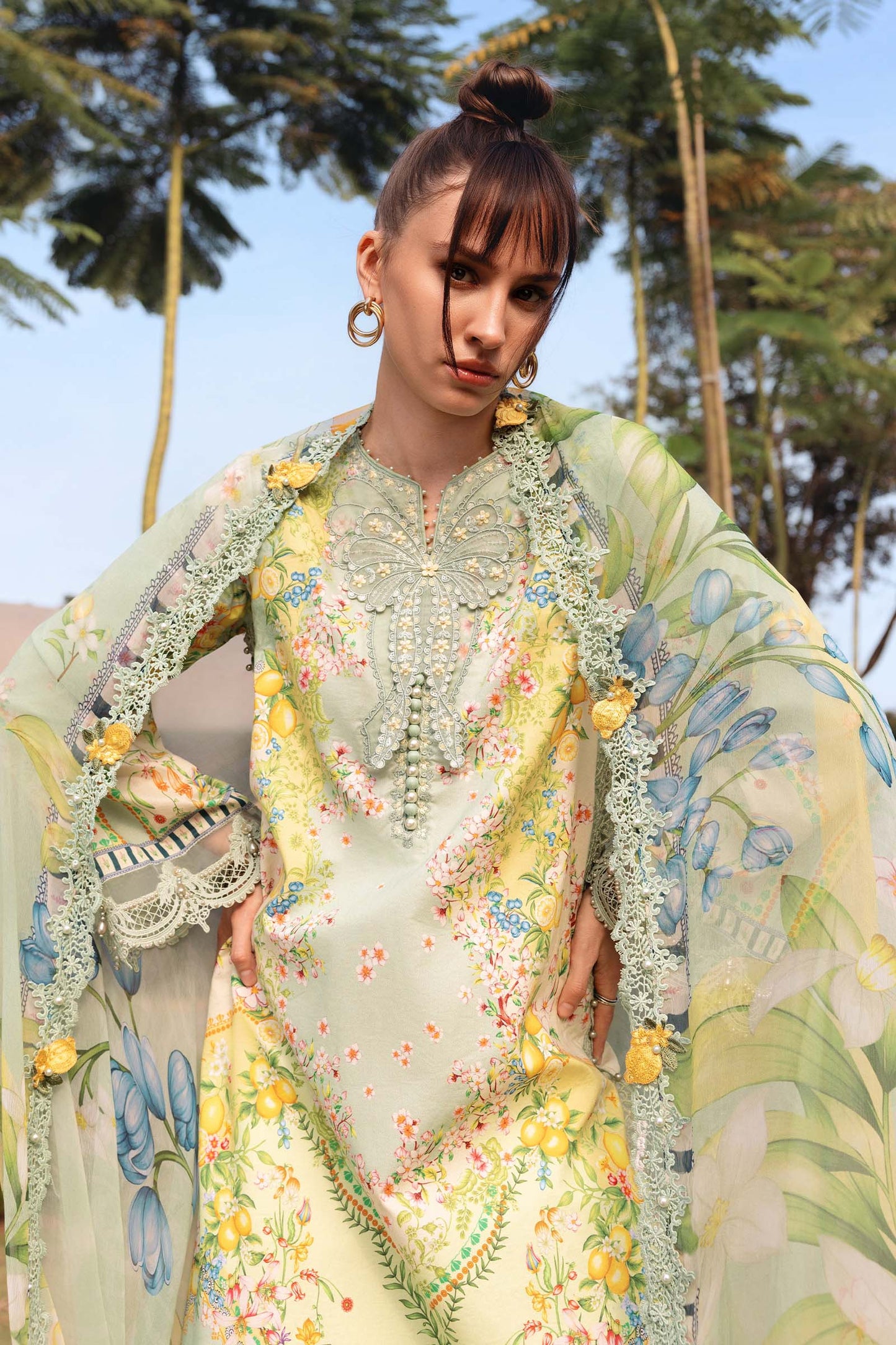 Maria B Lawn Embroidered & Printed 3 Piece Dress - J2617