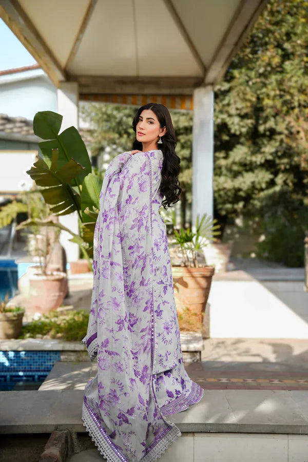 Aneela's Embroidered & Printed Lawn 3 Piece Dress - F44