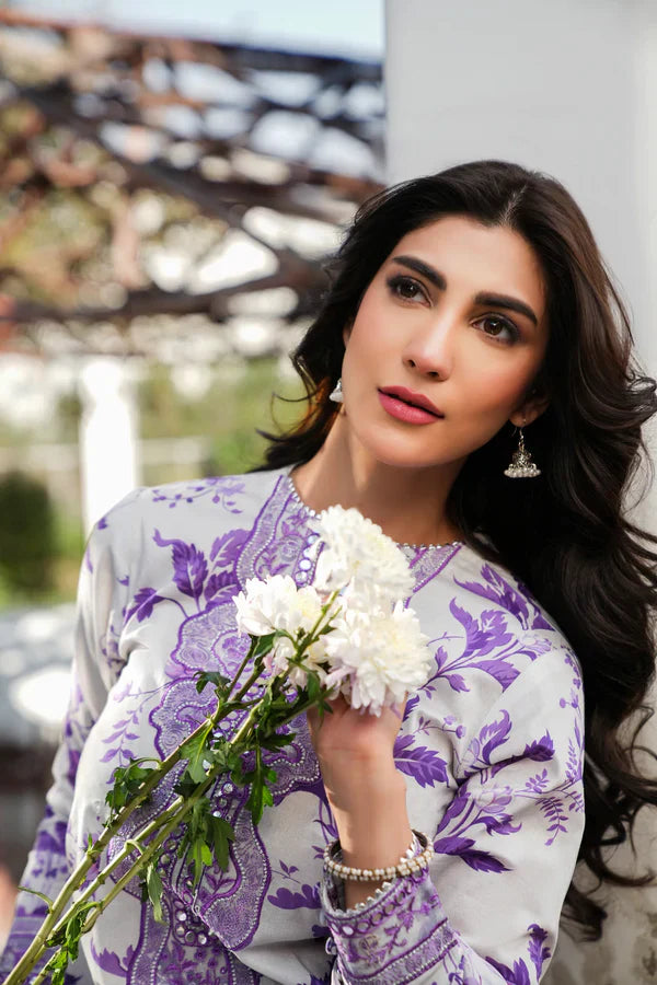Aneela's Embroidered & Printed Lawn 3 Piece Dress - F44