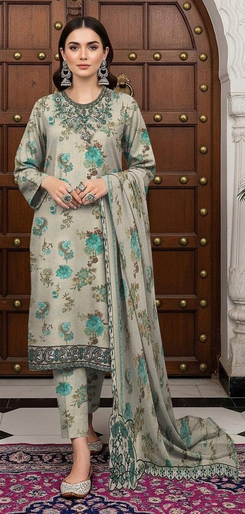 Aneelas Embroidered Printed Lawn 3Pc Unstitched D#432 A