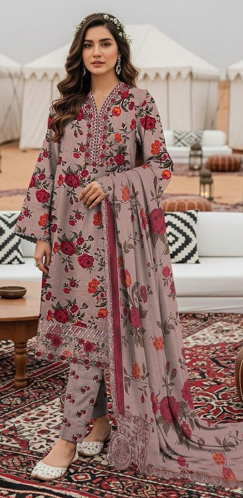 Aneelas Embroidered Printed Lawn 3Pc Unstitched D#399 A