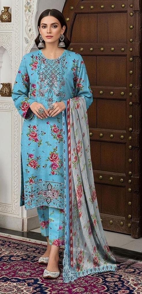 Aneelas Embroidered Printed Lawn 3Pc Unstitched D#378 B