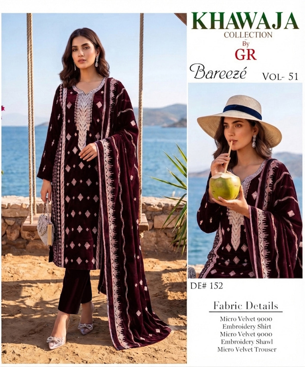 Bareeze Velvet 3 piece