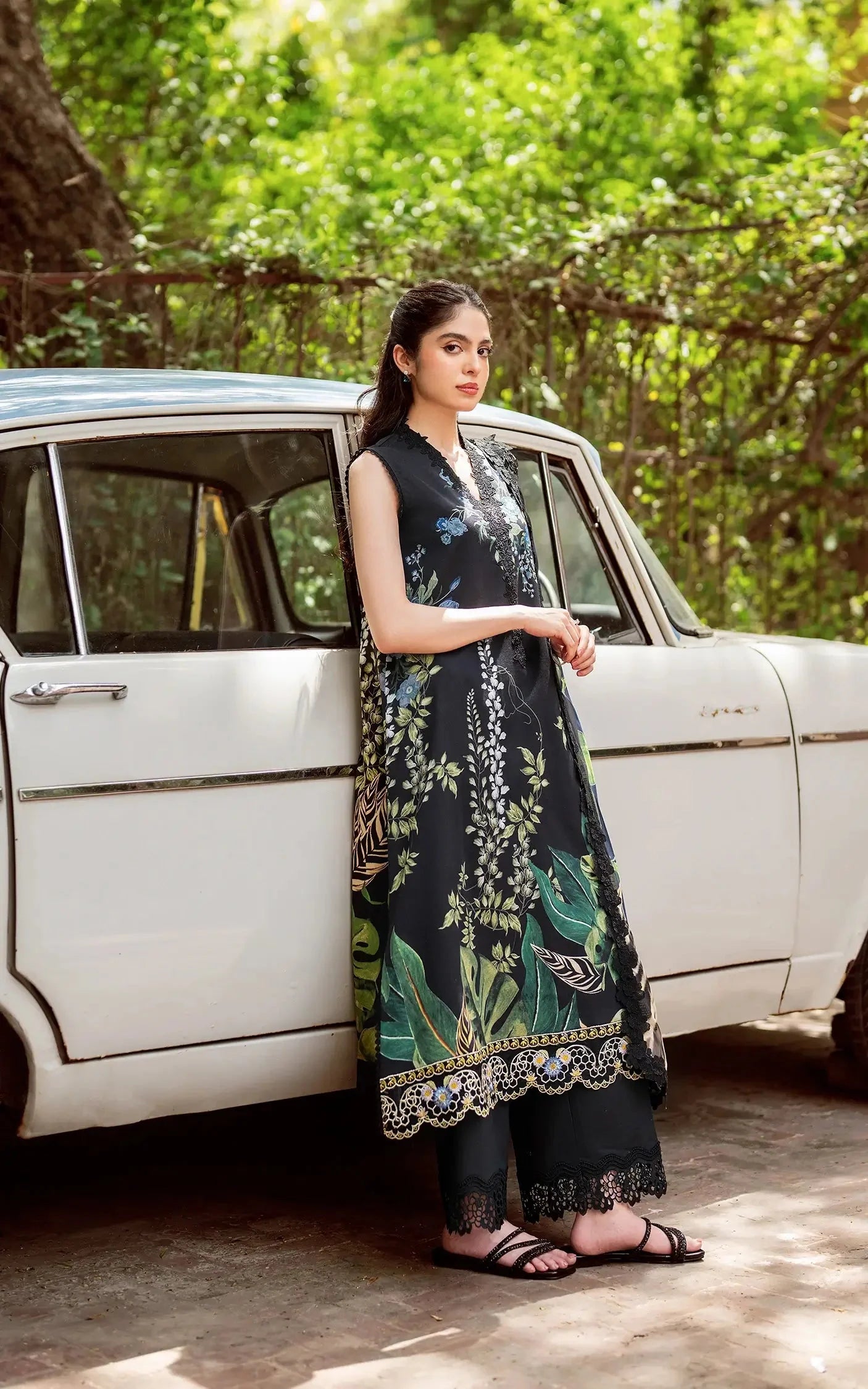 Asifa & Nabeel Yakin Unstitched Lawn 3Pc Suit YKL25-05 Secret Botanica