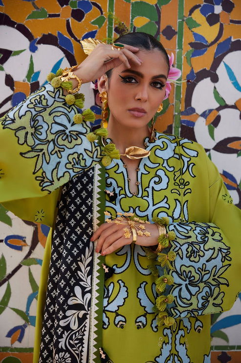 ELAN Embroidered Luxury Lawn Unstitched 3Pc Suit EL25-03A SOLENE
