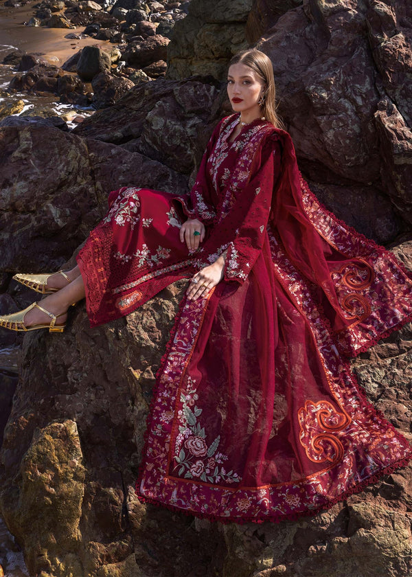 Crimson D5 B Stylish Lawn Embroidered 3 Piece Dress Unstitched Parsi Threads