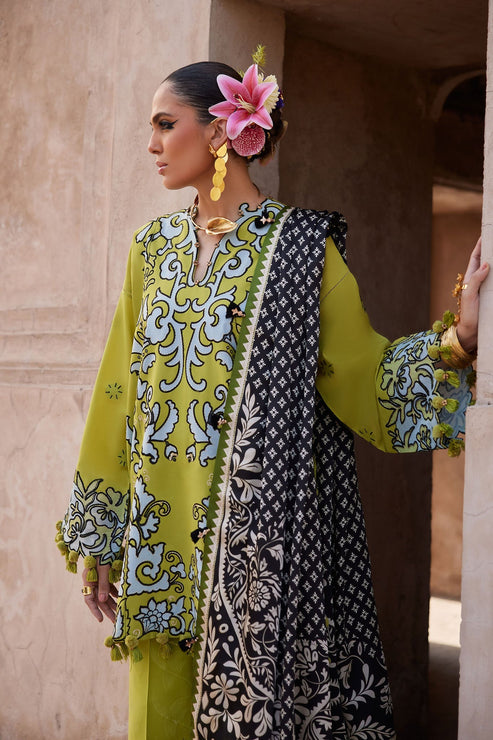 ELAN Embroidered Luxury Lawn Unstitched 3Pc Suit EL25-03A SOLENE