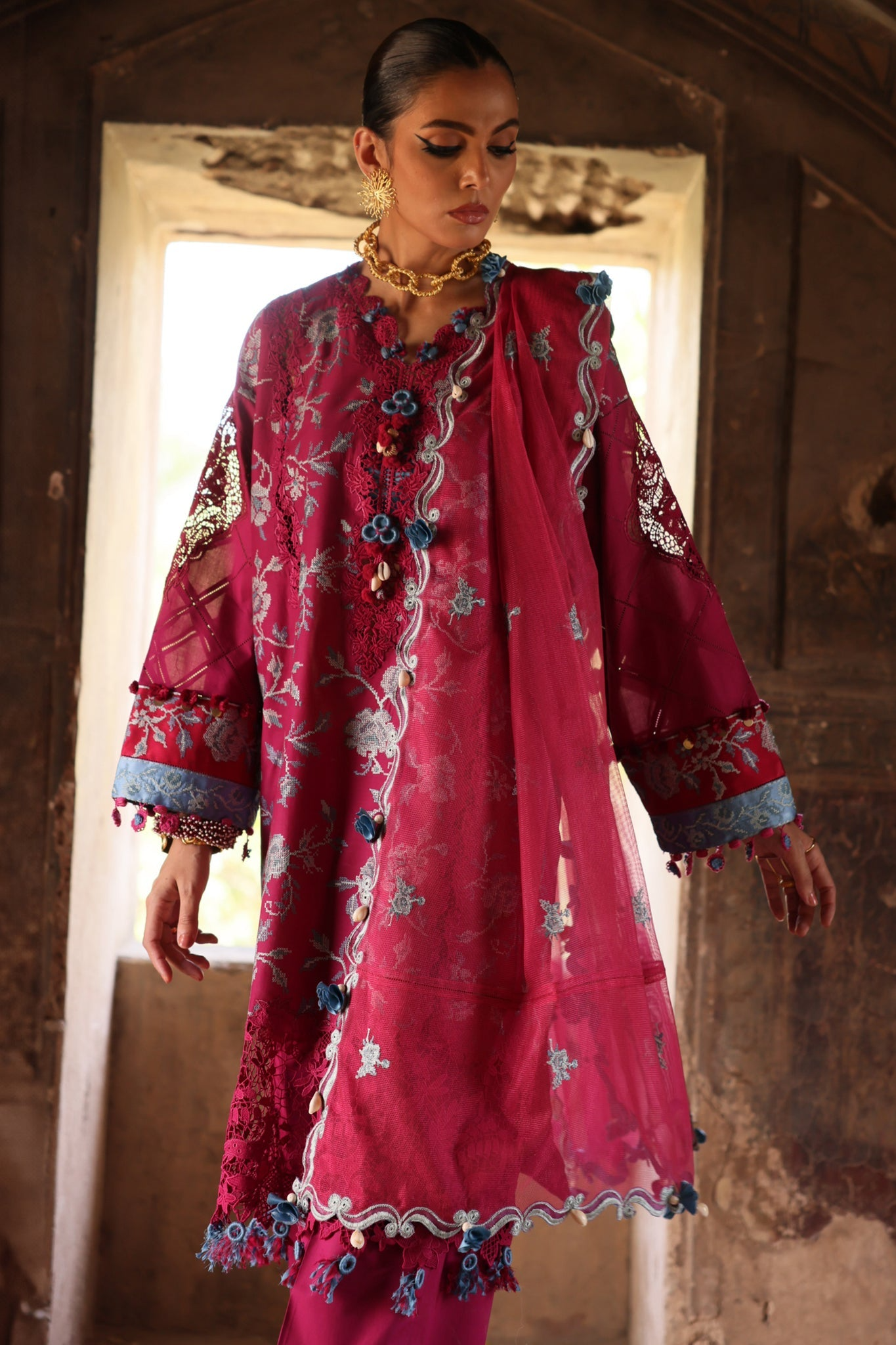 ELAN Embroidered Luxury Lawn Unstitched 3Pc Suit EL25-10B OPHELIA