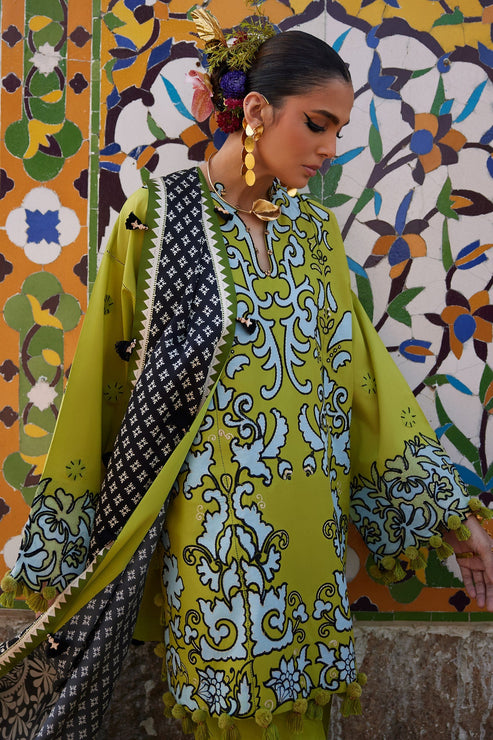 ELAN Embroidered Luxury Lawn Unstitched 3Pc Suit EL25-03A SOLENE