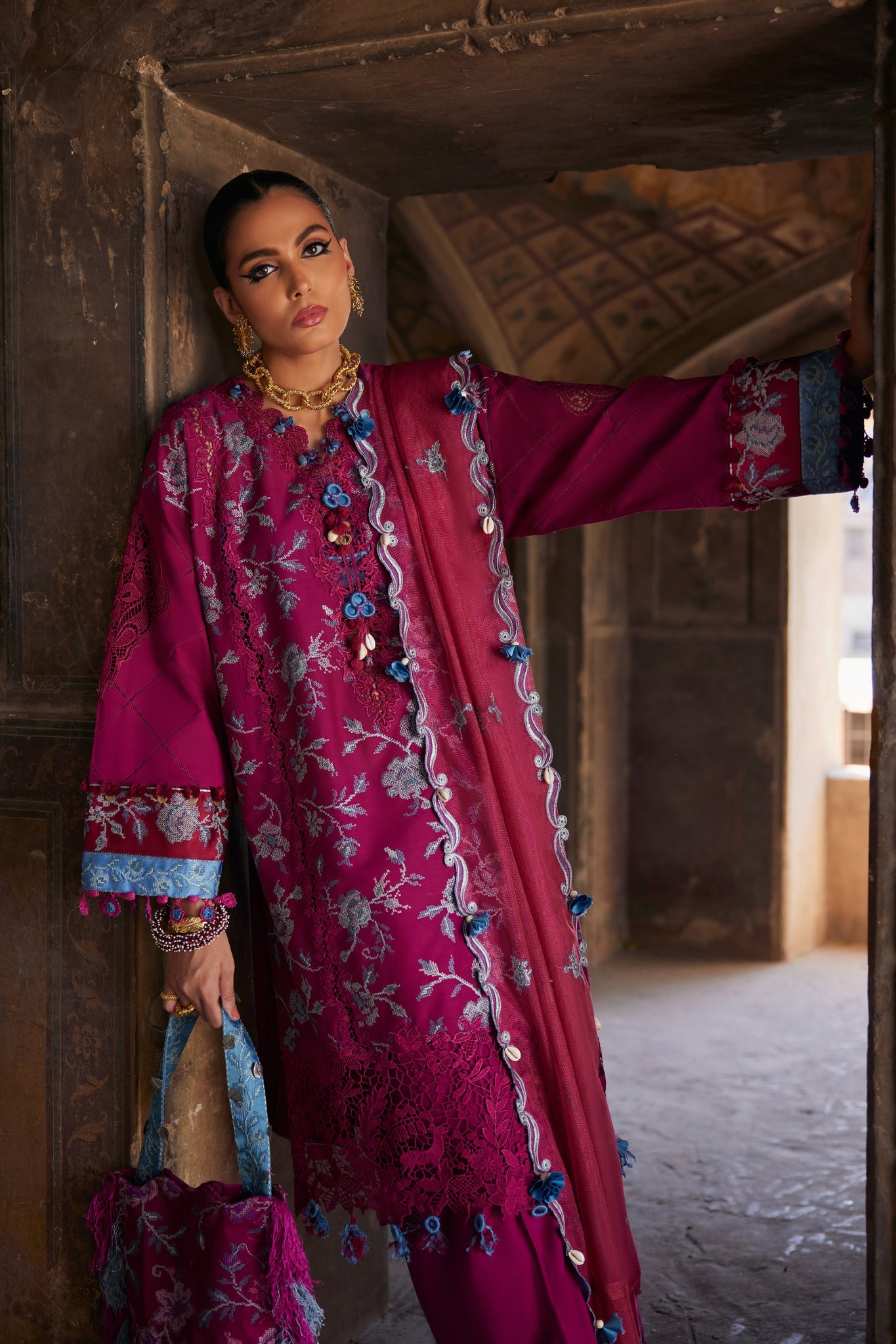 ELAN Embroidered Luxury Lawn Unstitched 3Pc Suit EL25-10B OPHELIA