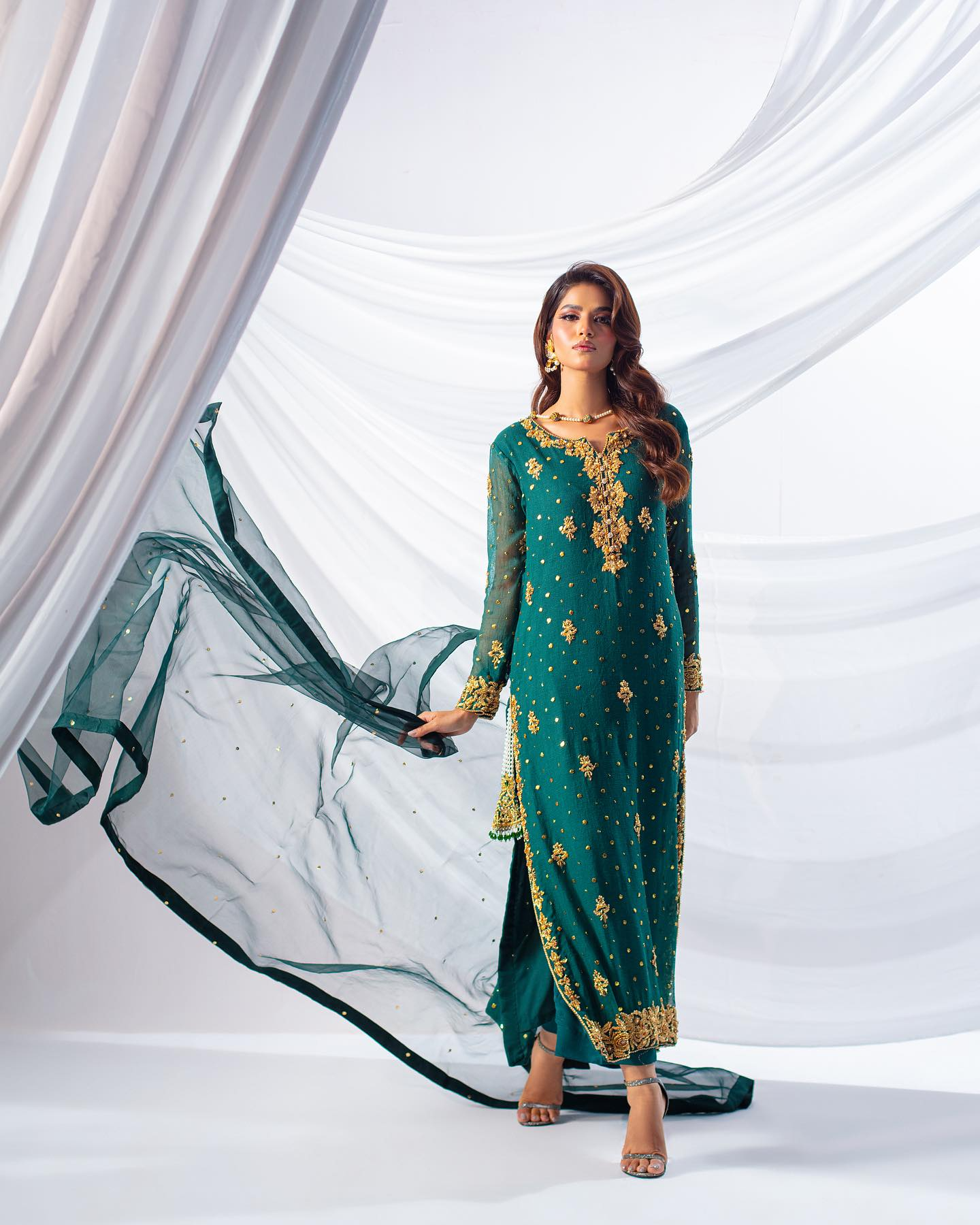 Teal embellished outfit