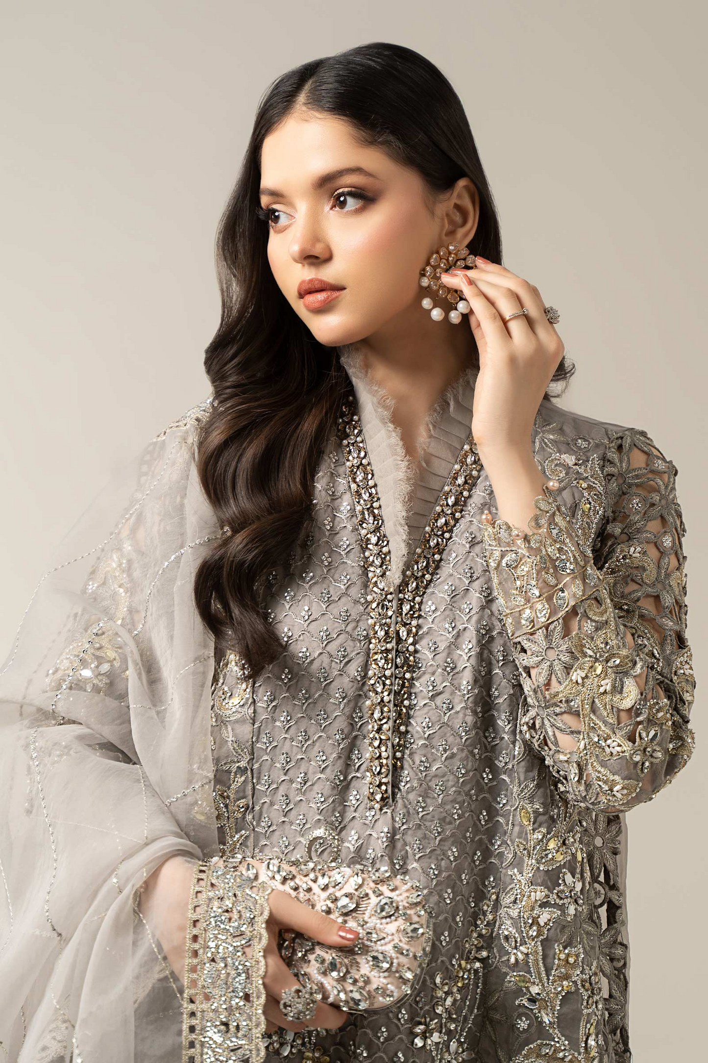 3 Piece Embroidered Organza Suit | BDS-3006