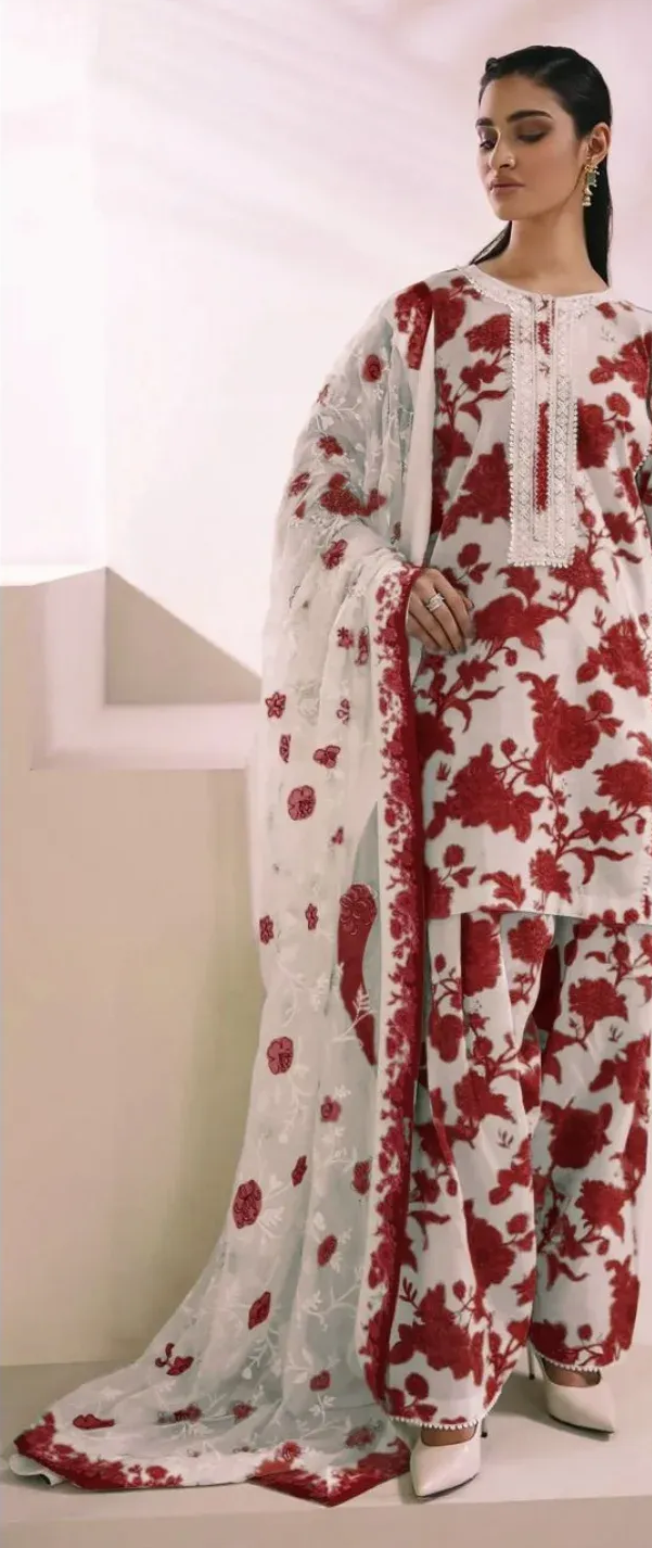 BAROUQE Lawn Embroidered & Printed 3 Piece Dress