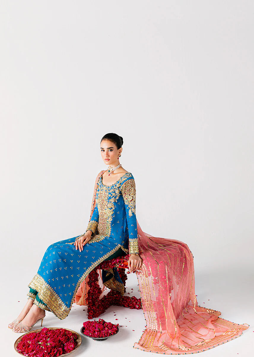 Sara Rohail Asghar SHAB AYIN Raw Silk Hand Embellished & Embroidered 3 Piece Dress - J1074