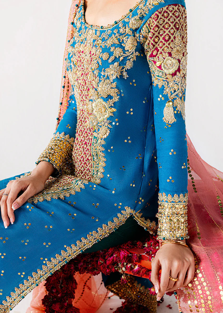 Sara Rohail Asghar SHAB AYIN Raw Silk Hand Embellished & Embroidered 3 Piece Dress - J1074
