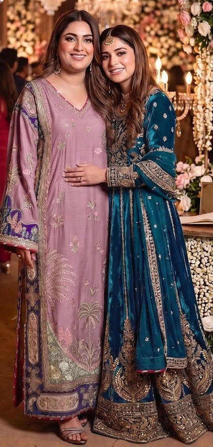 Ethnic 2pc pink Shakira silk Unstitched