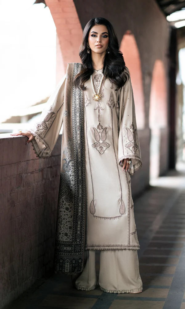 Izel - 3PC Embroidered Dhanak Suit - ZL071