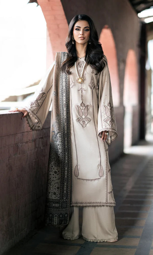 Izel - 3PC Embroidered Dhanak Suit - ZL071