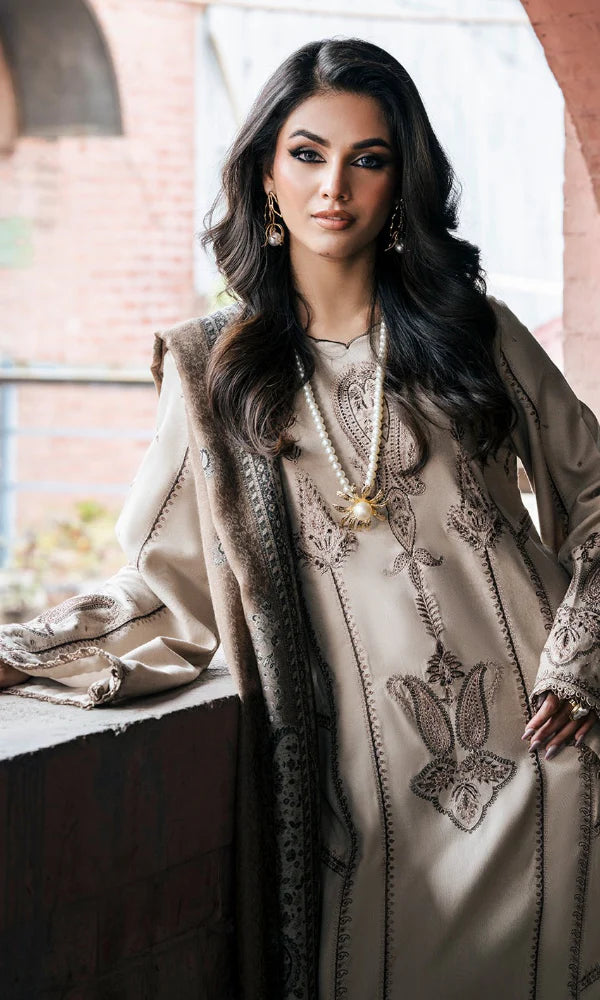 Izel - 3PC Embroidered Dhanak Suit - ZL071