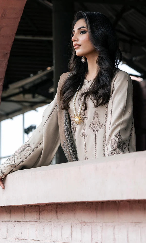 Izel - 3PC Embroidered Dhanak Suit - ZL071
