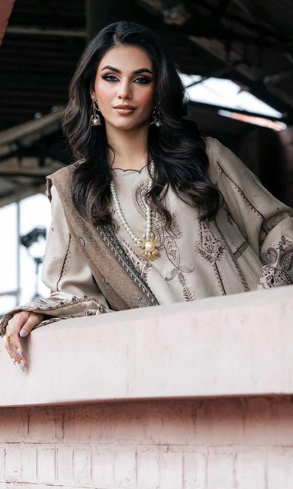 Izel - 3PC Embroidered Dhanak Suit - ZL071