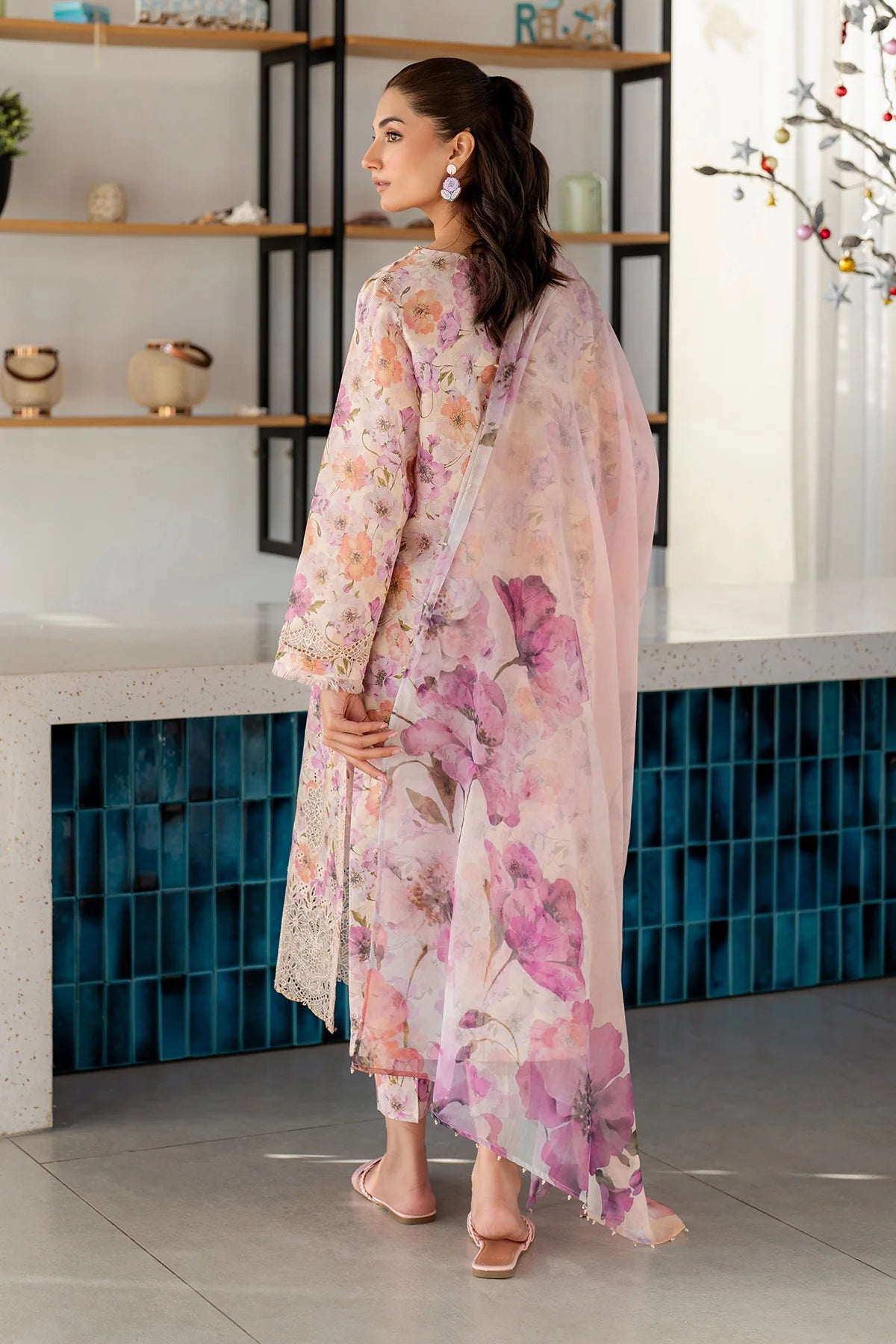 BAROQUE Lawn Embroidered & Printed 3 Piece Dress