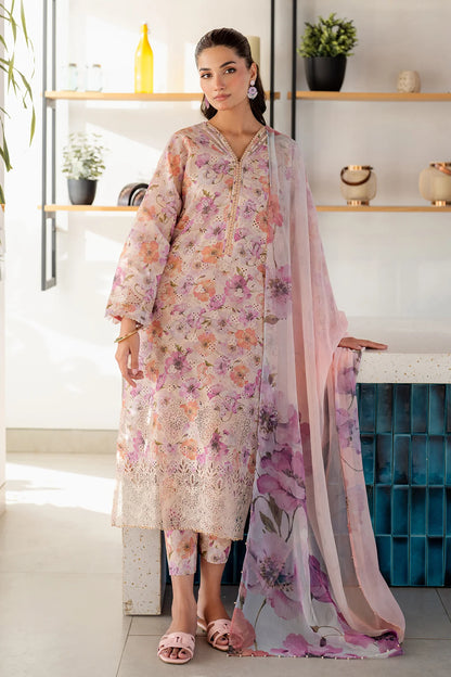 BAROQUE Lawn Embroidered & Printed 3 Piece Dress