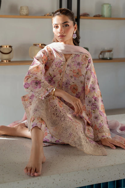 BAROQUE Lawn Embroidered & Printed 3 Piece Dress