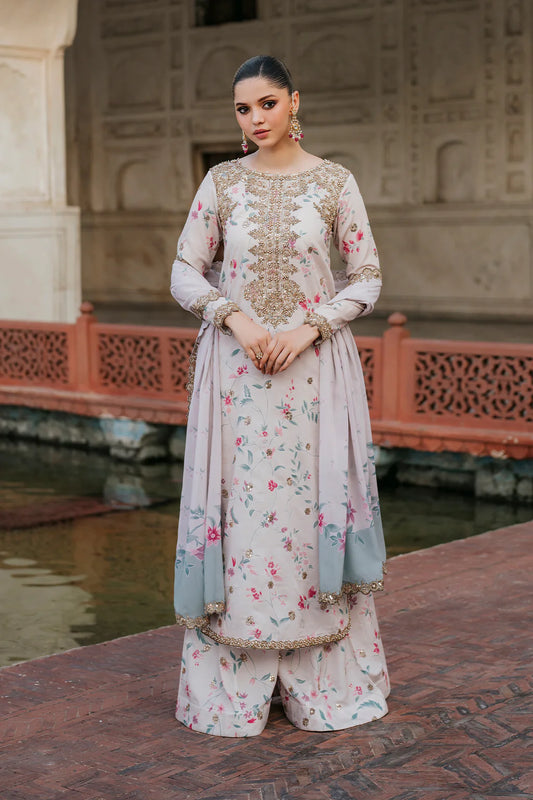 UE-318 Embroidered Printed Lawn