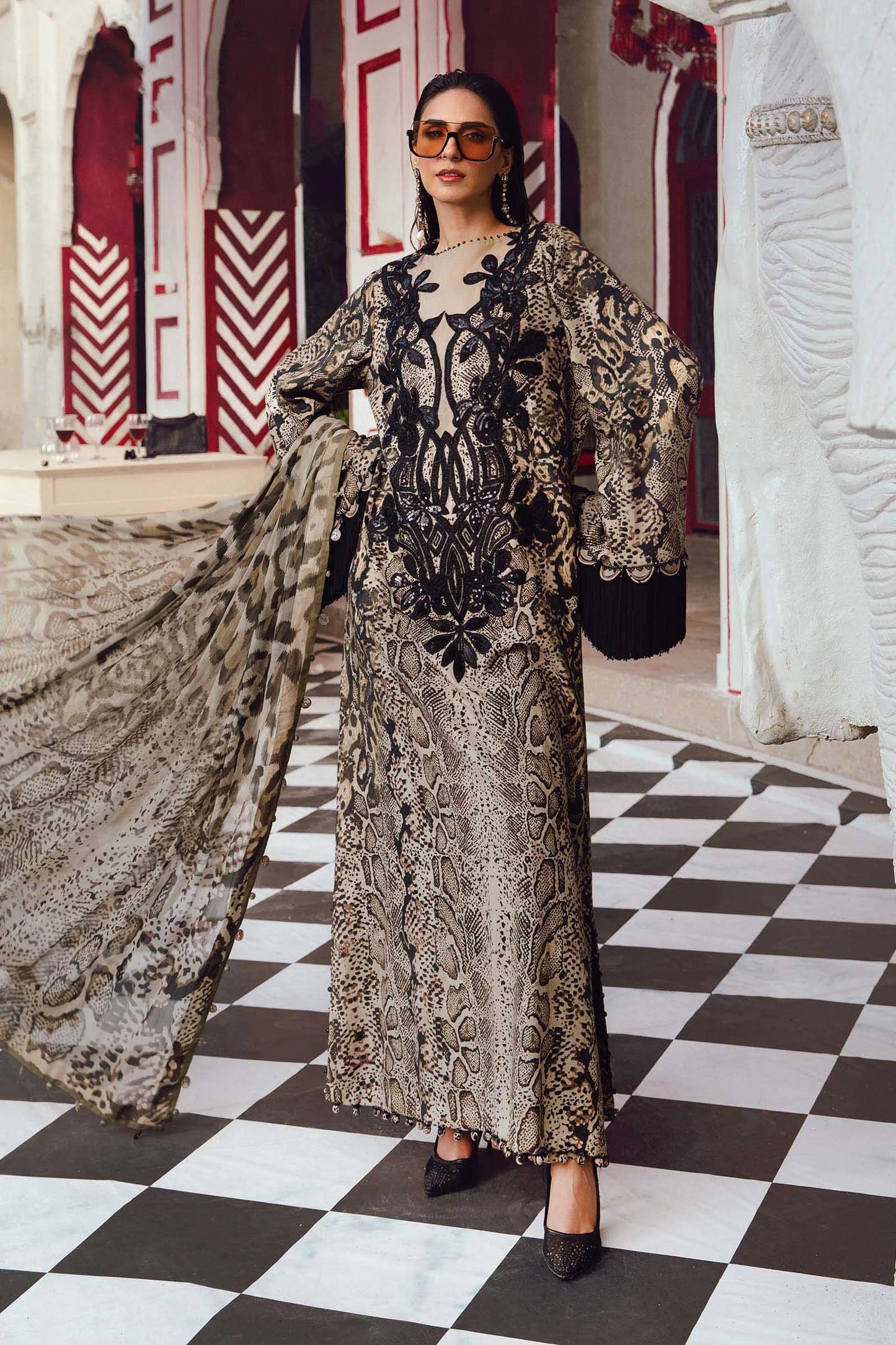 Embroidered Silk Suit | MPT-2702-B