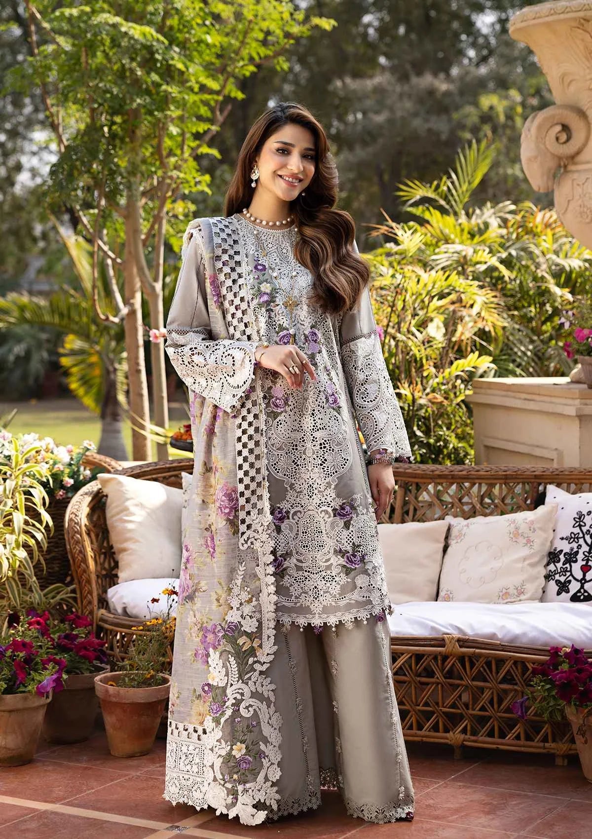 Elaf Luxury Embroidered Lawn 3Pc Unstitched ELM-05 RAMSHA