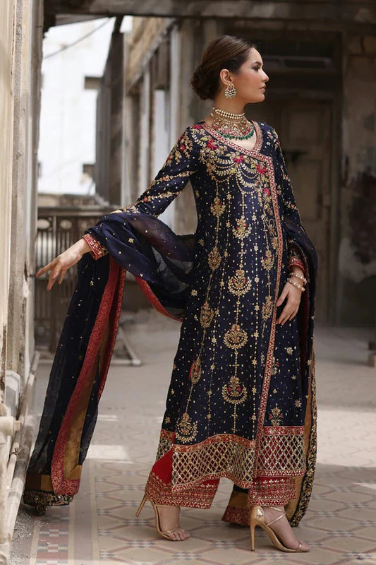 Mina Hasan Luxury Raw Silk Embroidered Unstitched 3 Piece Pari