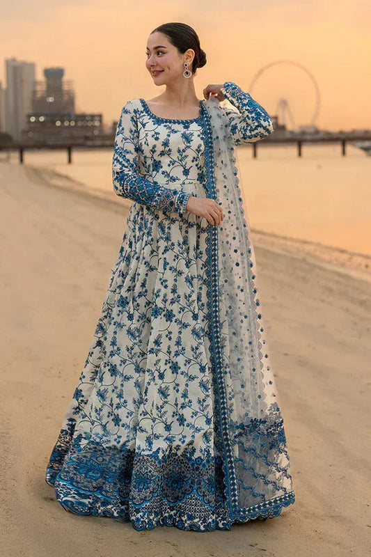 FAIZA SAQLAIN Lawn Embroidered & Printed 3 Piece Dress