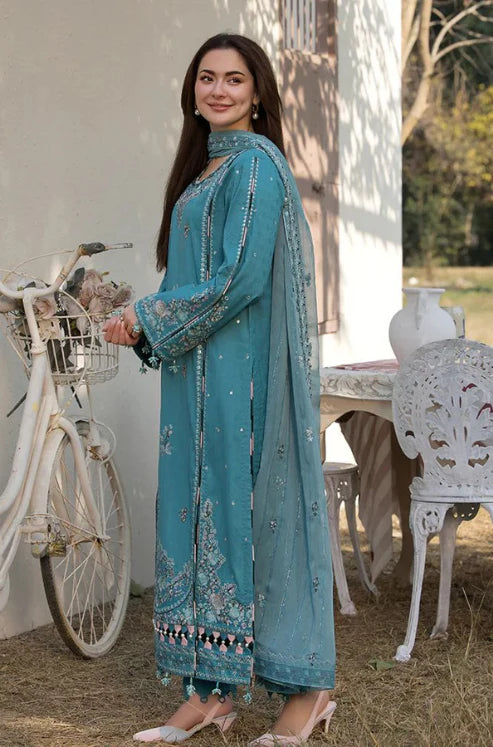 Dhanak-3PC Embroidered Shirt with Chiffon Embroidered Dupatta-3276