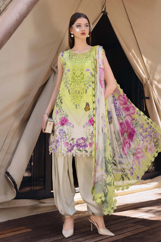 MARIA.B Lawn Embroidered & Printed 3 Piece Dress
