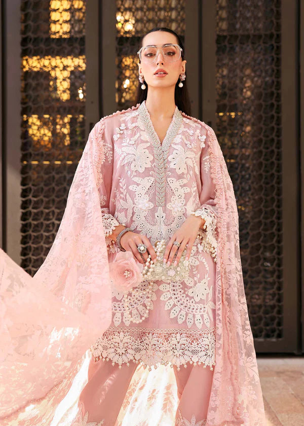 Maria B Unstitched Embroidered Luxury Lawn 3 Piece Suit MB26UEL 3A - Eid Collection