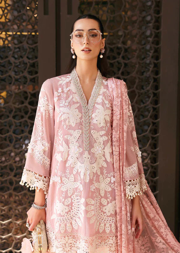Maria B Unstitched Embroidered Luxury Lawn 3 Piece Suit MB26UEL 3A - Eid Collection